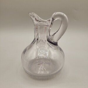 Antique Smooth Clear Pressed Glass Cruet Paneled Neck